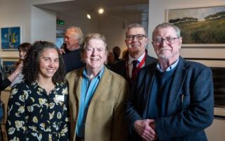 Gemma Girvan, THG Gallery Manager and Curator Alan Cotton MBE, Founder and Honorary Academician, South West Academy of Fine and Applied Arts Councillor Nick Hookway, Portfolio Holder Culture, Leisure, Sport and Tourism John Nettles OBE, President of