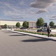 An artist's impression of the new retail park on land east of Harepath Road