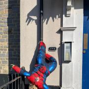 The stolen Spiderman scarecrow in Axminster
