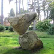 Adrian Gray's stone-balancing display.