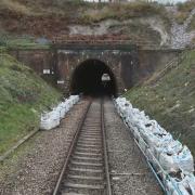 Monday's heavy rainfall caused a landslip at the Crewkerne Tunnel.