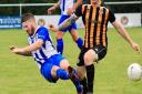 Action from the Ottery St Mary pre-season meeting with Axminster Town. Picture: SARAH MCCABE