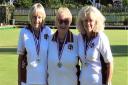 Ann Dredge, Heather Chambers and Sue Willcox celebrate winning the Honiton Ladies Invitation