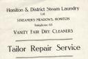 Honiton Steam Laundry service.
