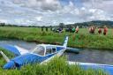 The plane in the river Axe after the emergency landing