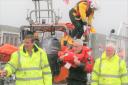 Diver being rescued at Lyme Regis