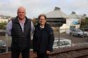 Cllr Paul Arnott and Jenny Nunn, CEO of Seaton Tramway, outside Seaton Jurassic