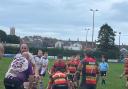 Exmouth and Honiton compete in the lineout
