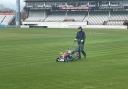 Cutting the grass at Somerset CCC