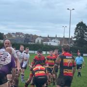 Exmouth and Honiton compete in the lineout