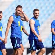 The England World Cup team in Qatar training. Credit PA.