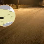 A photo from Travel Somerset showing snow in South Somerset last weekend. Inset: Met Office map