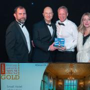 The Pig at Combe team collecting their Gold at Devon Tourism Awards