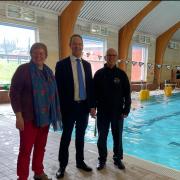 Karen Armstrong , chairman, Richard Foord MP and Steve Buxton , pool manager.