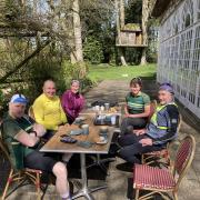 East Devon Cycle Club members on a 'coffee stop' during a group ride