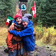 Martyn and Marina at the end of their 2,600-mile journey