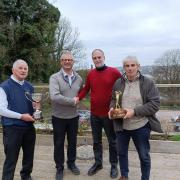Left to right, Nigel Pritchard, our Masters Champion, New Captain Richard Gibbons, 2023 Captain Steve Thompson and Player of the Year Dave Morgan