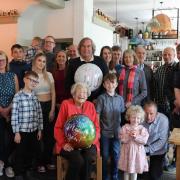 Betty Bendeaux celebrating her 100th birthday in The Talbot Arms, Uplyme with her children Mike and Terry, her 4 grandchildren Lucy, Katie, Mark and Antony and her 8 great-grandchildren Taya, Finlay, Harrison, Amelia, Freddie, Max, Archie and Adam.